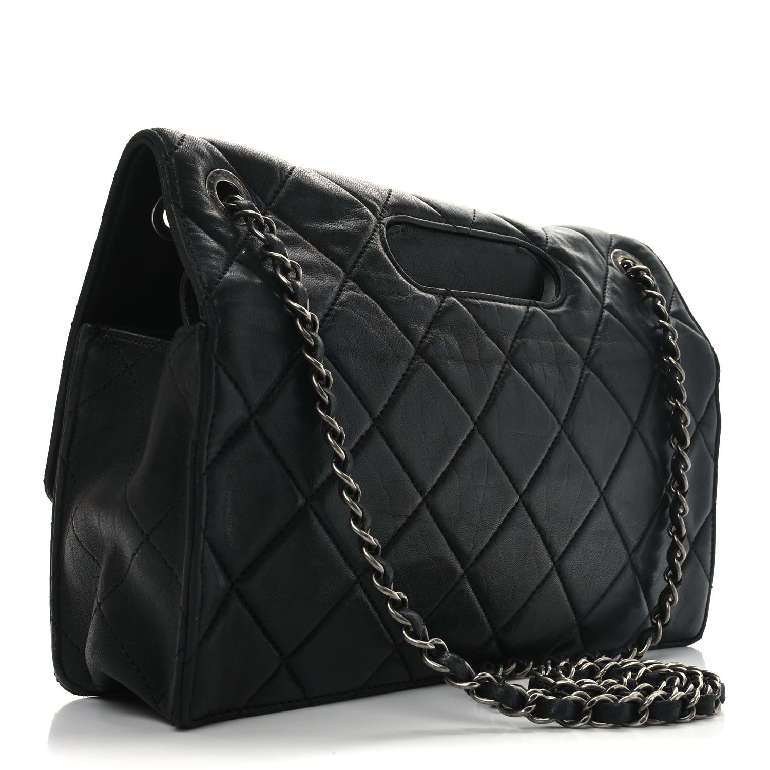 Washed Lambskin Jumbo Take Away Flap Black