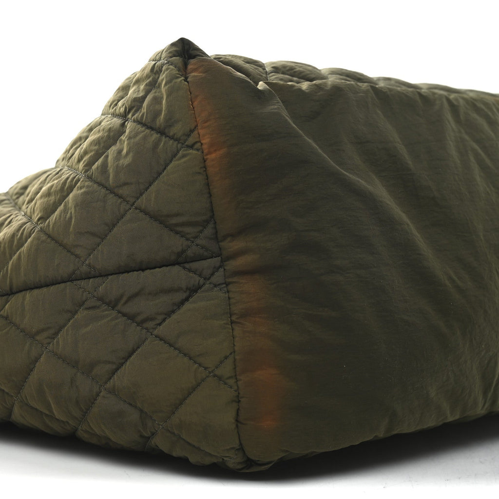 Nylon Quilted Large Coco Cocoon Shopping Tote Green