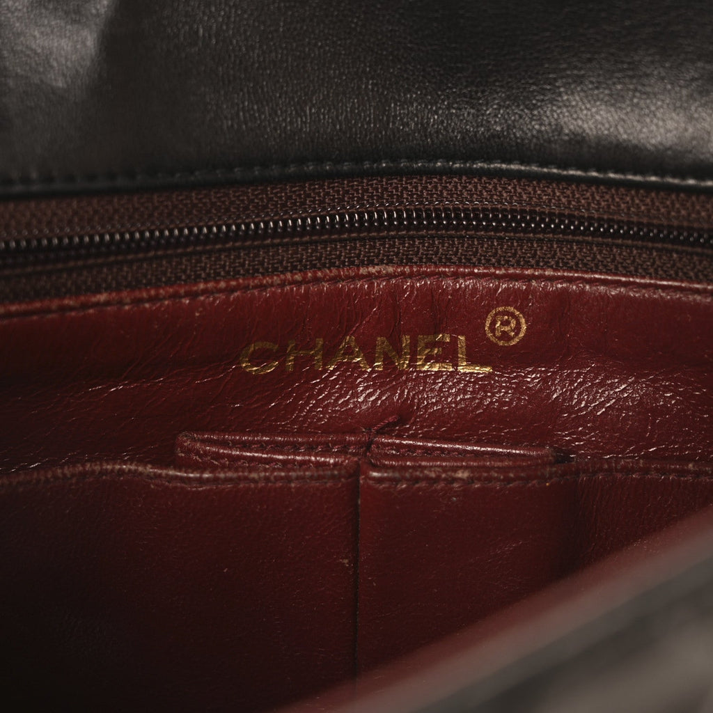 Lambskin Quilted Mini Square Flap Black