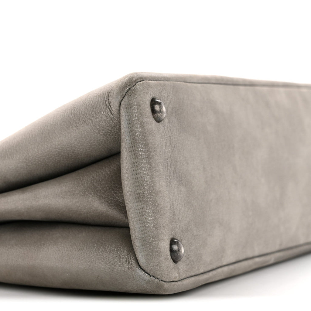 Iridescent Calfskin CC East West Shopping Tote Light Grey