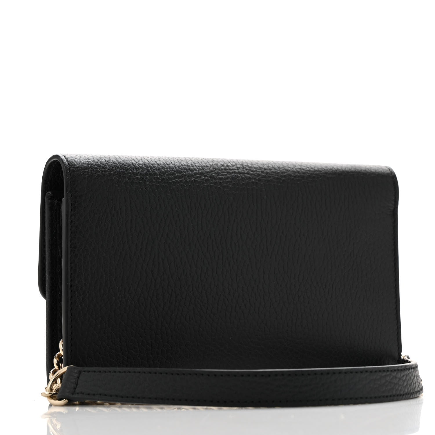 Dollar Calfskin Interlocking G Chain Wallet Black