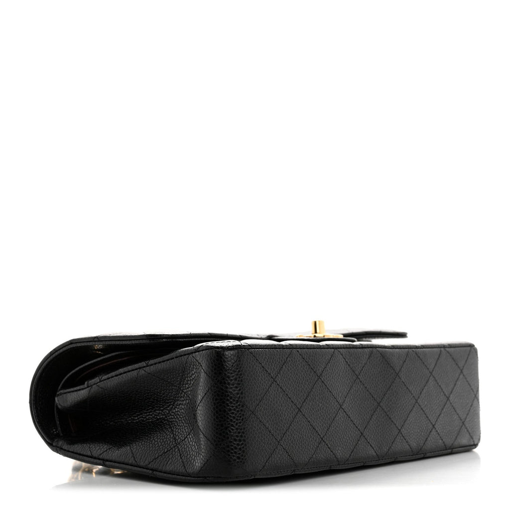 Caviar Quilted Medium Double Flap Black