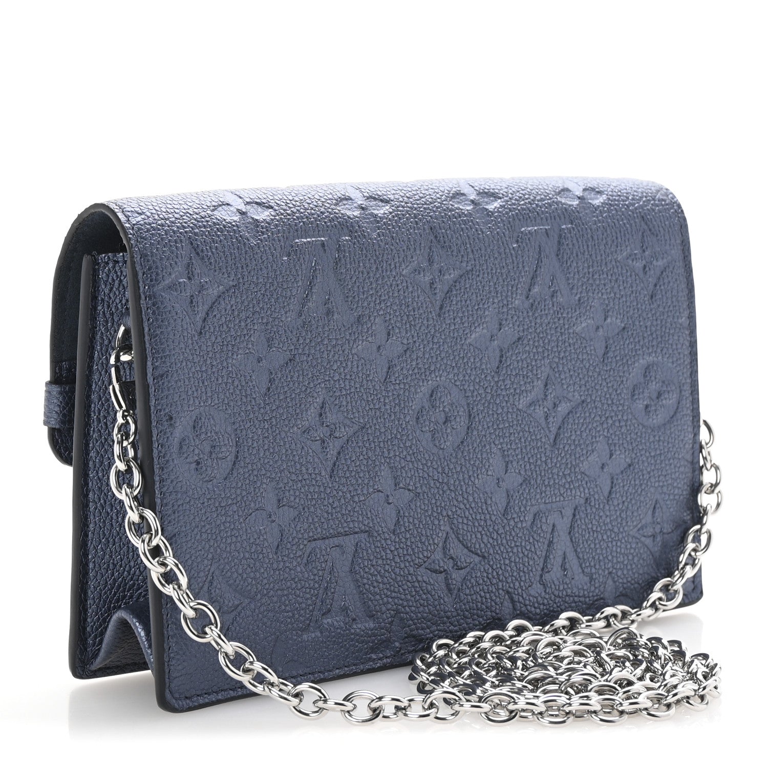 Metalli Empreinte Monogram Vavin Chain Wallet Navy Nacre