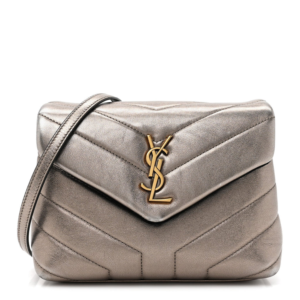 Metallic Calfskin Y Quilted Monogram Toy Loulou Crossbody Bag Piombo