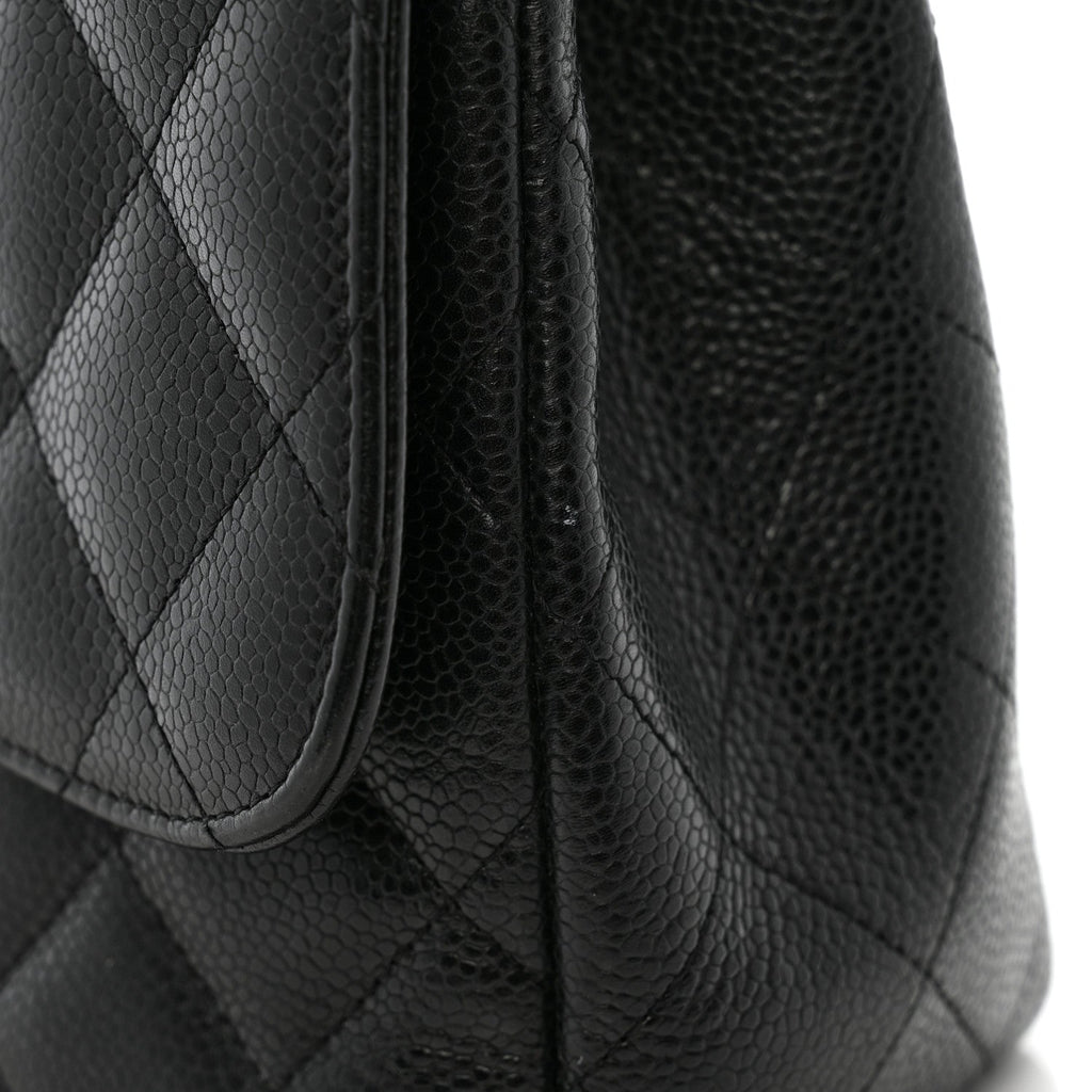 Caviar Quilted Jumbo Double Flap Black