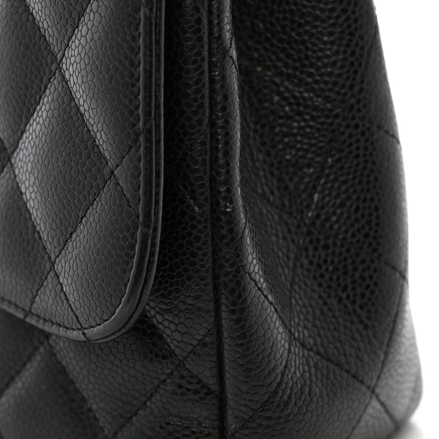 Caviar Quilted Jumbo Double Flap Black