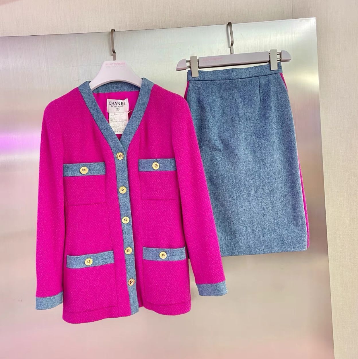 Vintage Chanel 1991 denim series suit