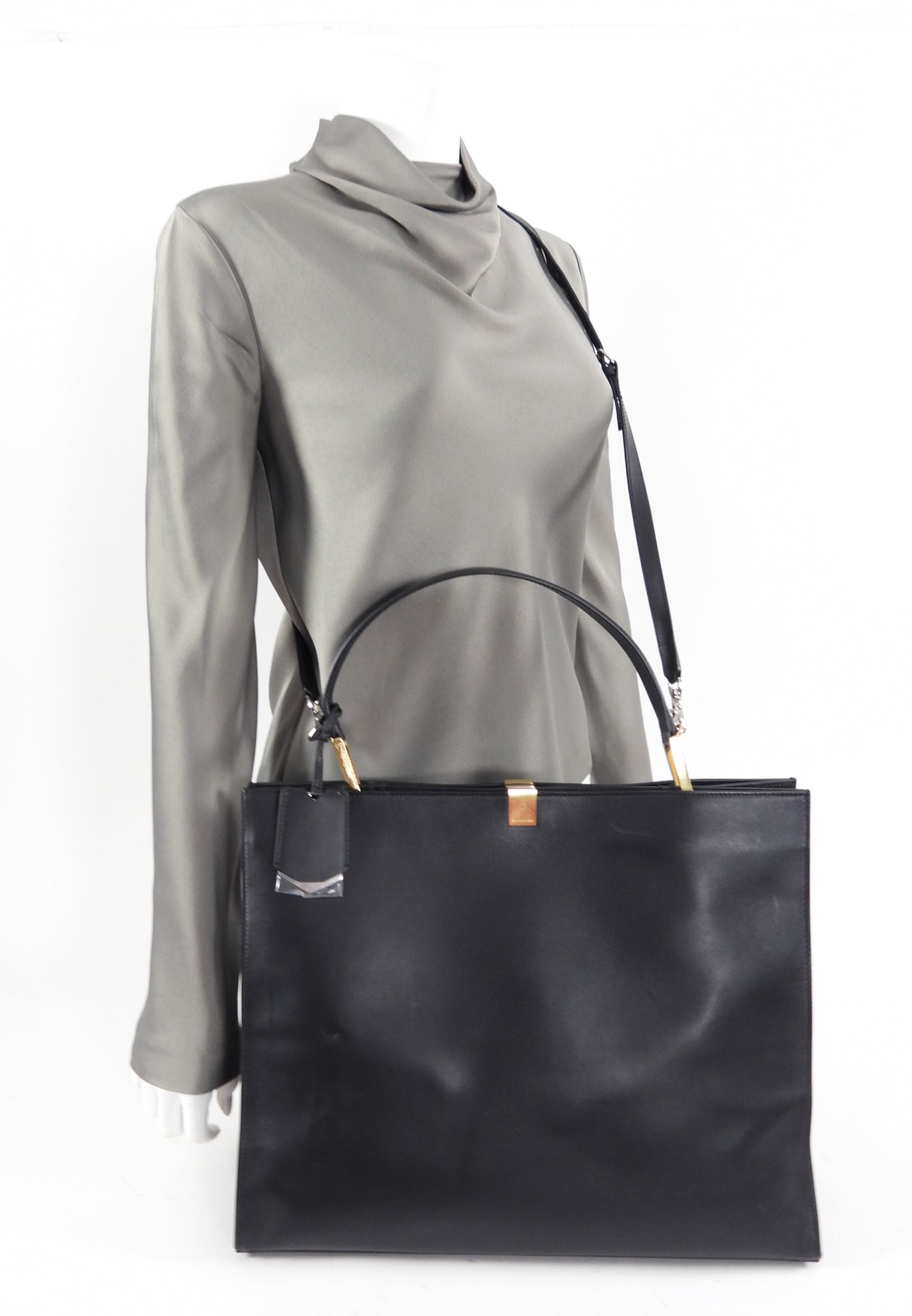 Balenciaga Le Dix Black Leather Large Tote Bag