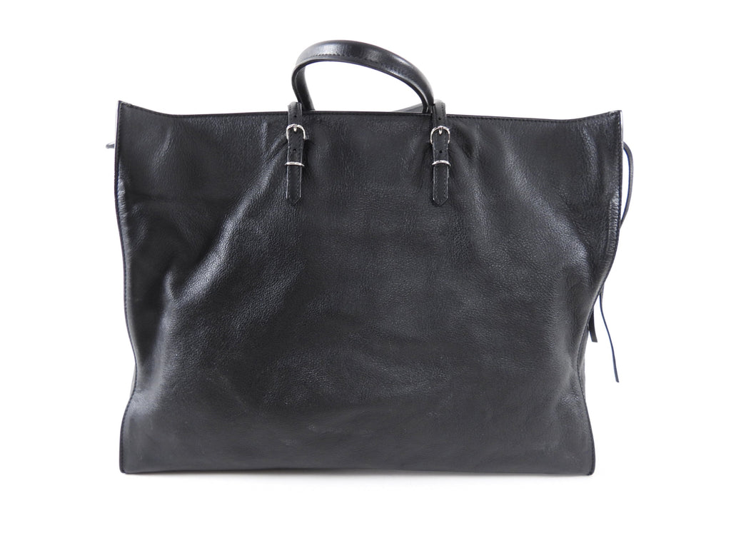 Balenciaga Large Black Leather Papier A4 Tote Bag
