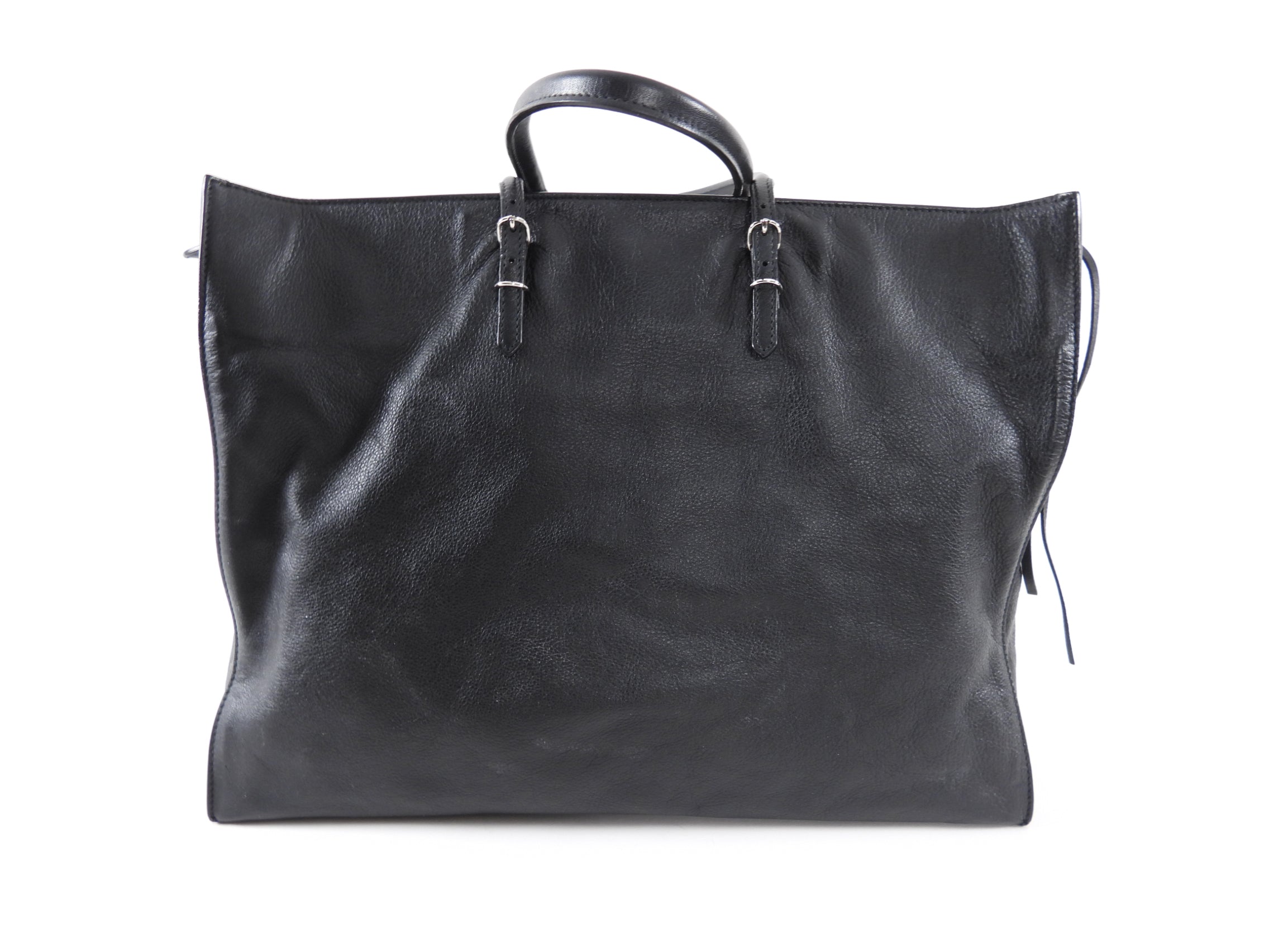 Balenciaga Large Black Leather Papier A4 Tote Bag