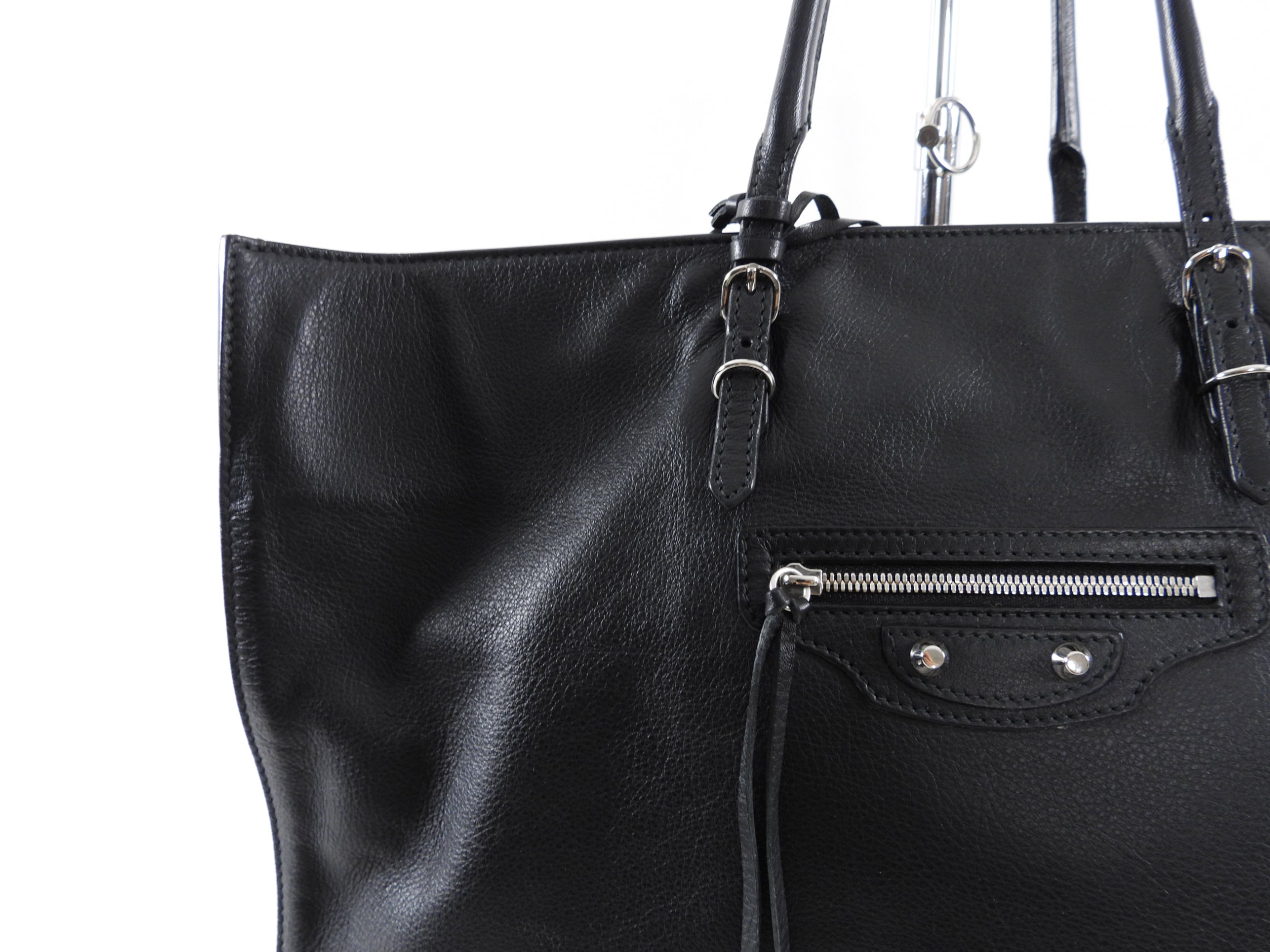 Balenciaga Large Black Leather Papier A4 Tote Bag
