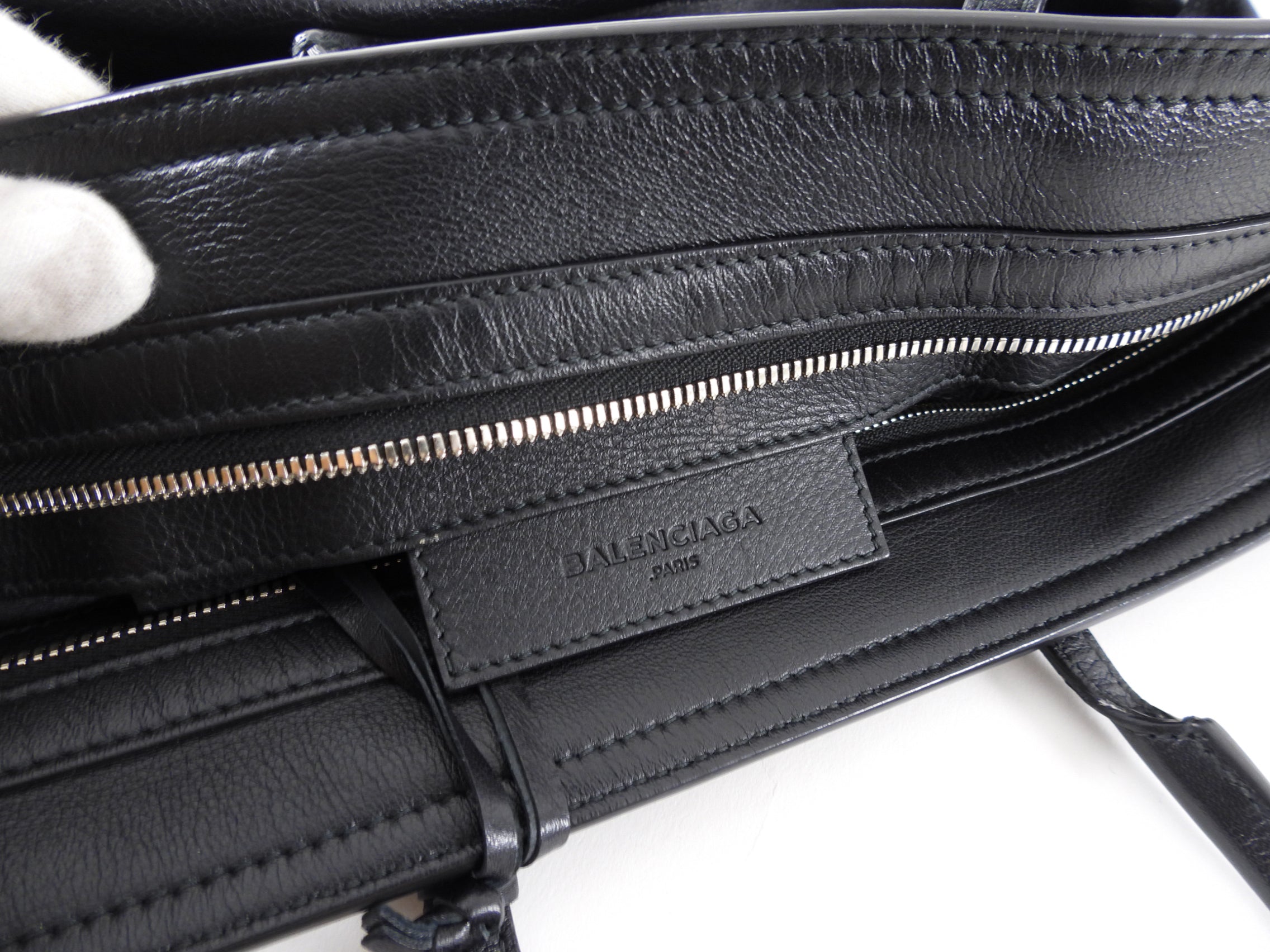Balenciaga Large Black Leather Papier A4 Tote Bag