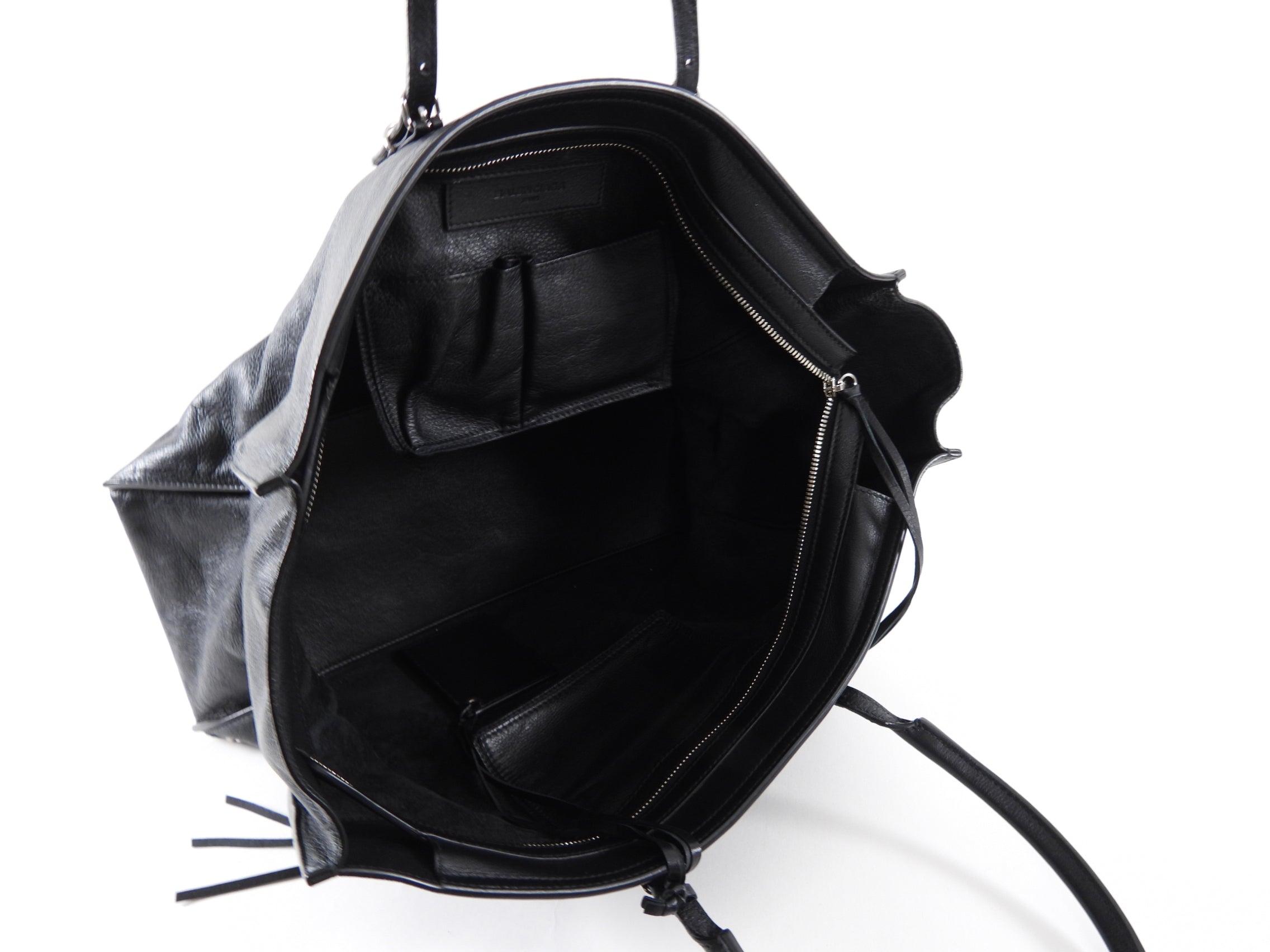 Balenciaga Large Black Leather Papier A4 Tote Bag
