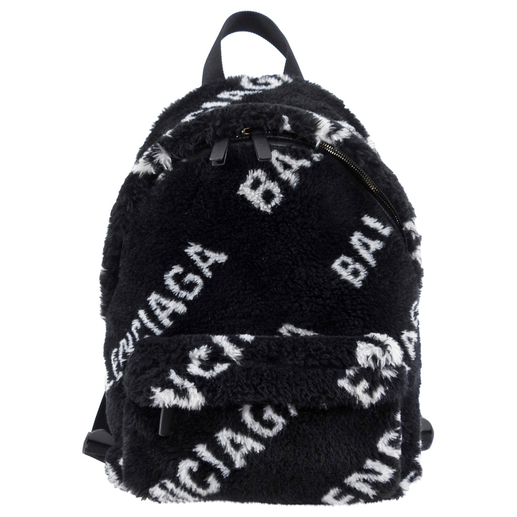 Balenciaga Everyday Logo Backpack in Faux Plush Fur