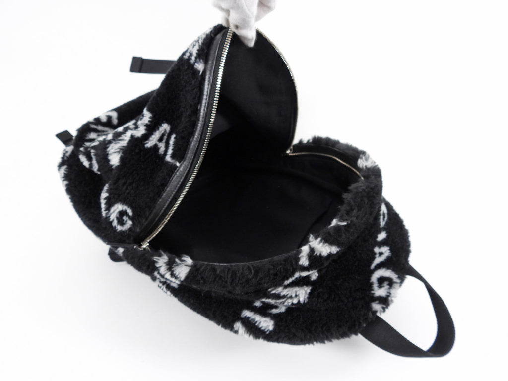 Balenciaga Everyday Logo Backpack in Faux Plush Fur