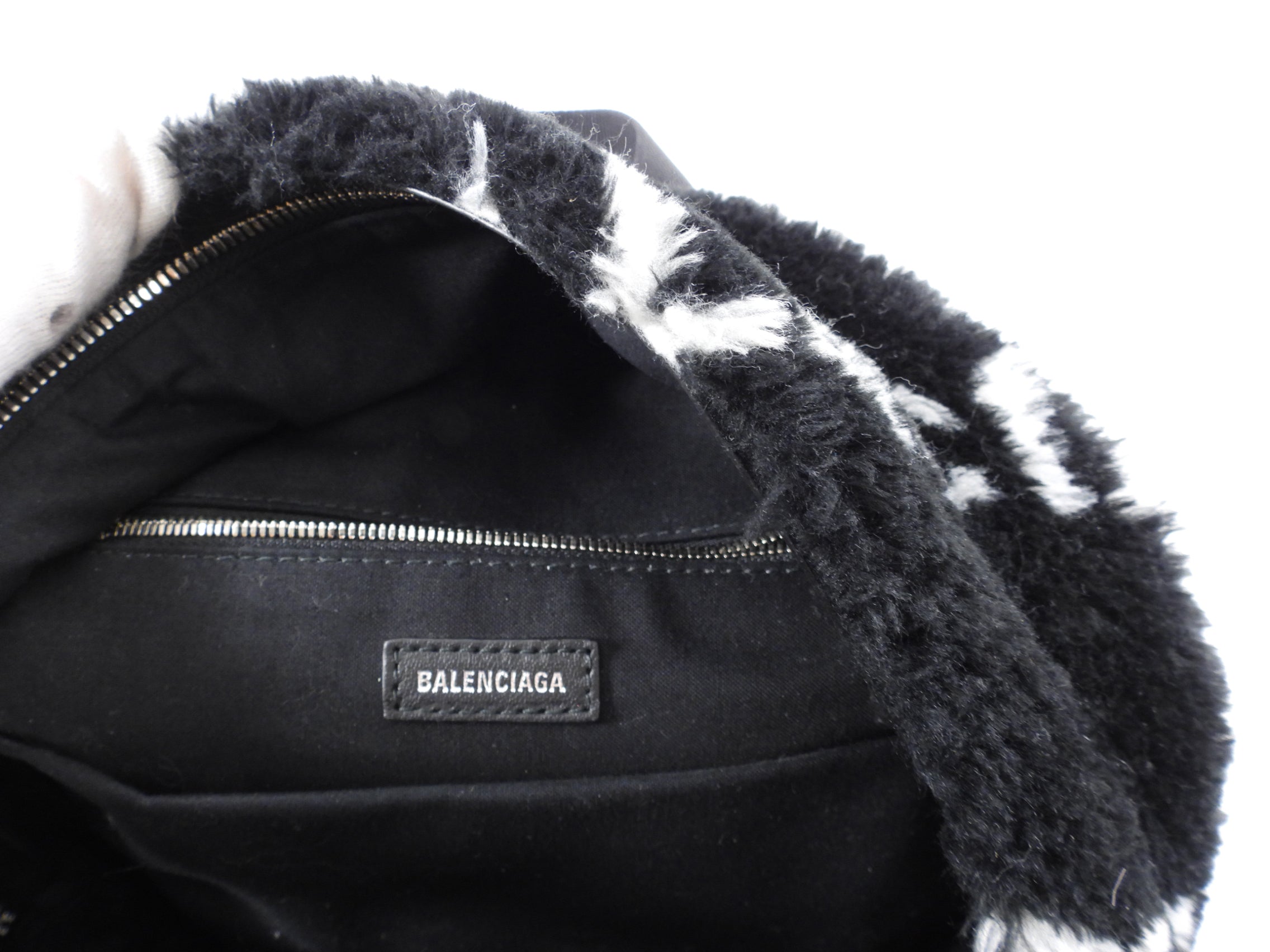 Balenciaga Everyday Logo Backpack in Faux Plush Fur