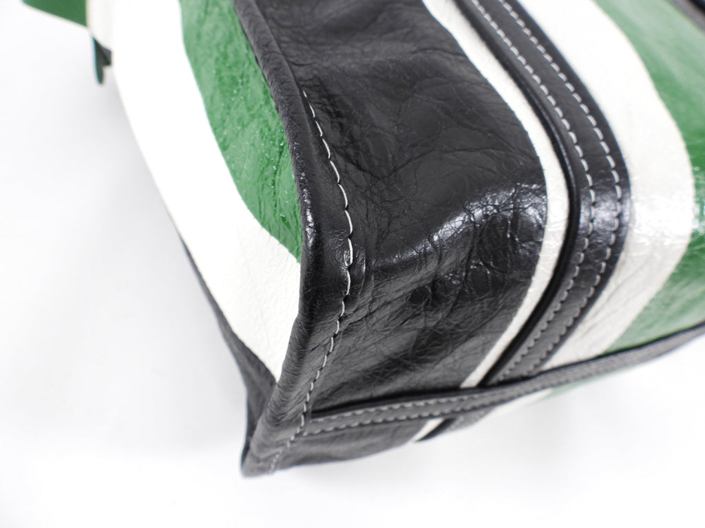 Balenciaga Bazaar Striped Green and Black Small Tote Bag