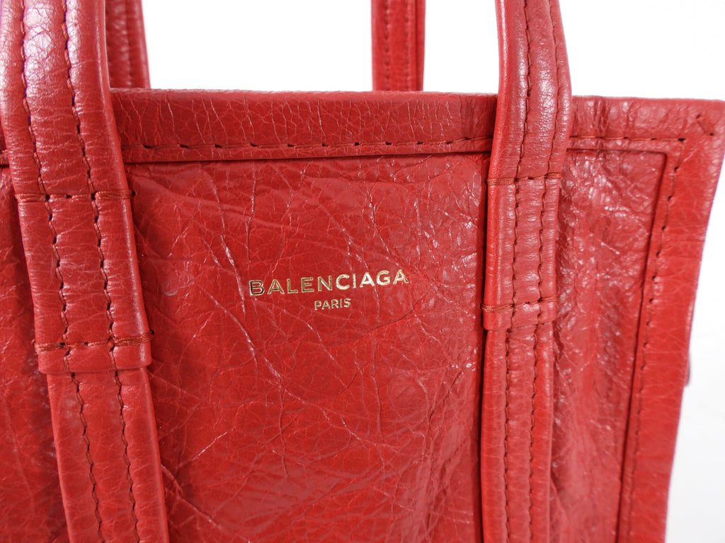 Balenciaga Red XXS Bazaar Crossbody Tote Bag