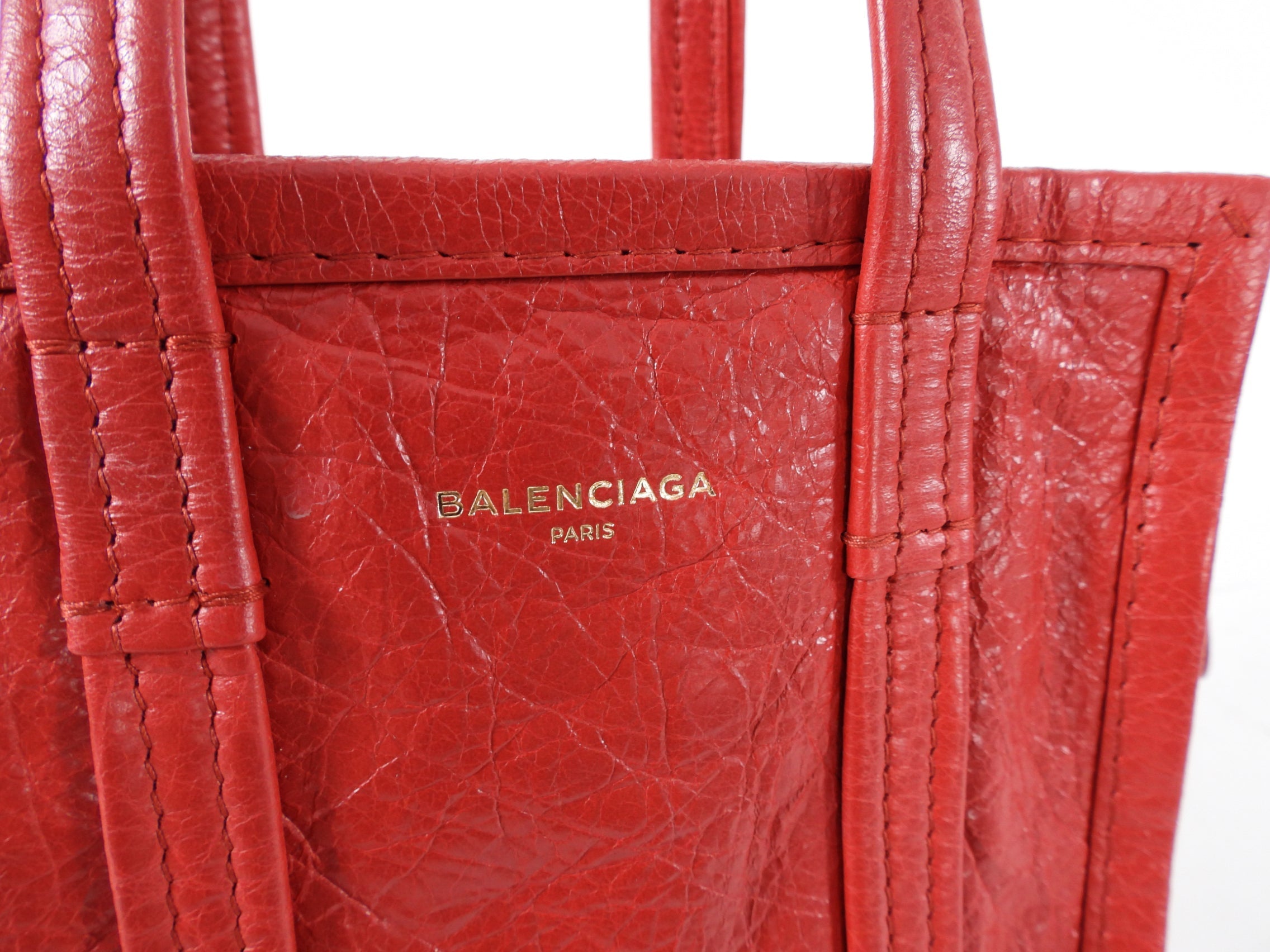 Balenciaga Red XXS Bazaar Crossbody Tote Bag