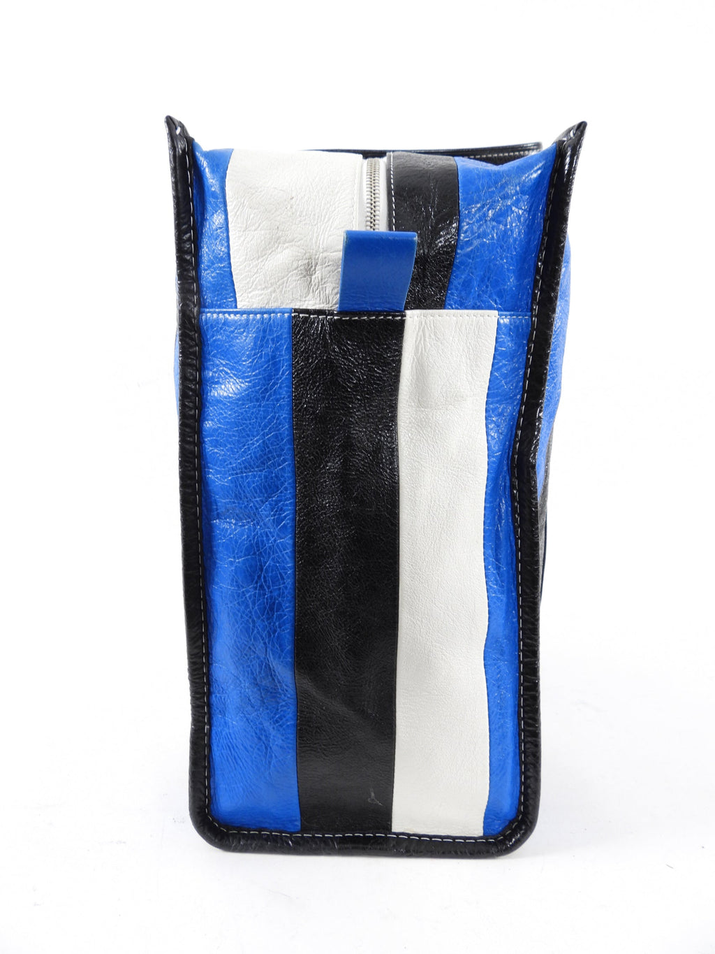 Balenciaga Bazaar Blue Stripe Leather Large Tote Bag