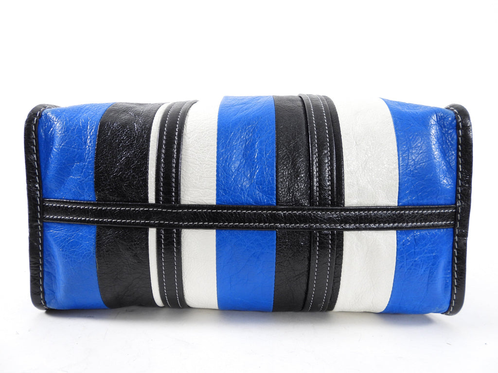 Balenciaga Bazaar Blue Stripe Leather Large Tote Bag