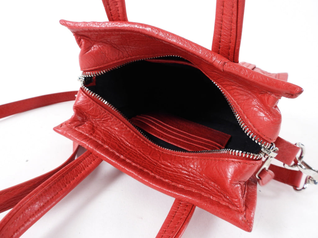 Balenciaga Red XXS Bazaar Crossbody Tote Bag