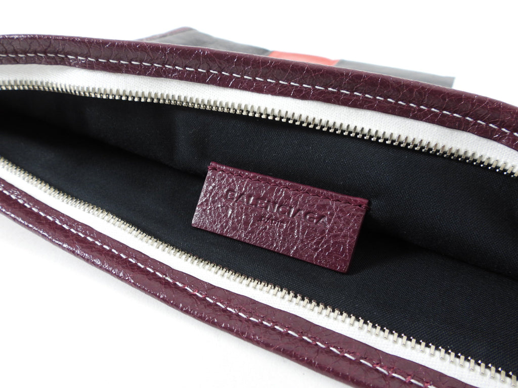 Balenciaga Bazaar Burgundy Stripe Clutch Bag