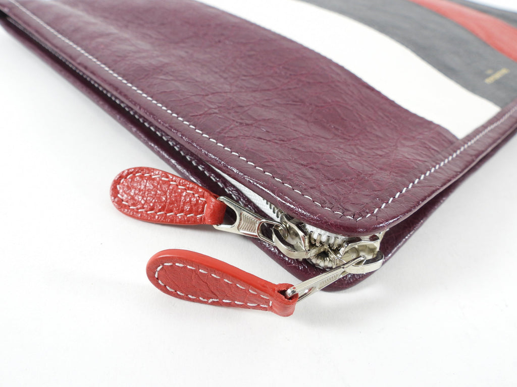 Balenciaga Bazaar Burgundy Stripe Clutch Bag