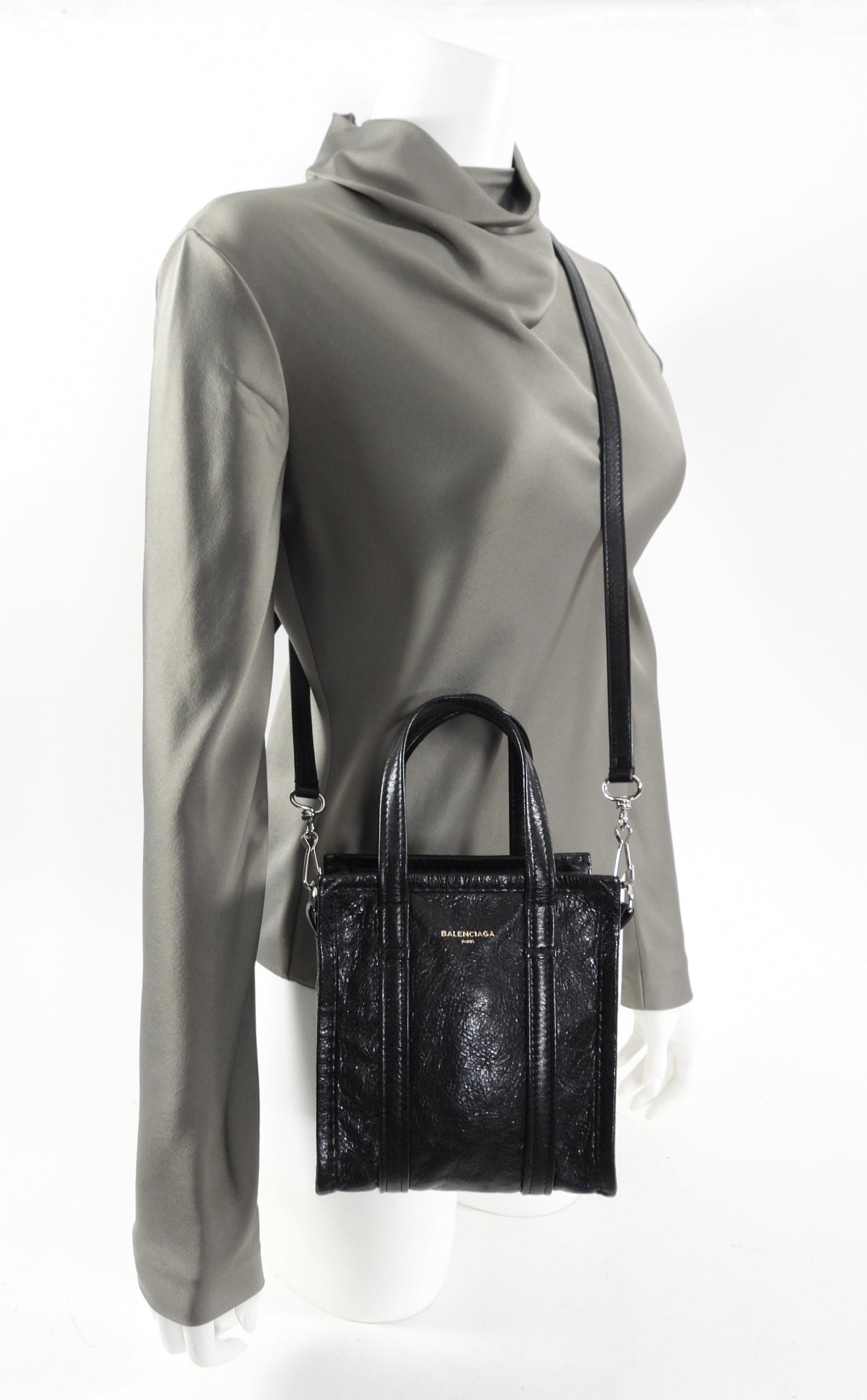 Balenciaga Black XXS Bazar Crossbody Tote Bag