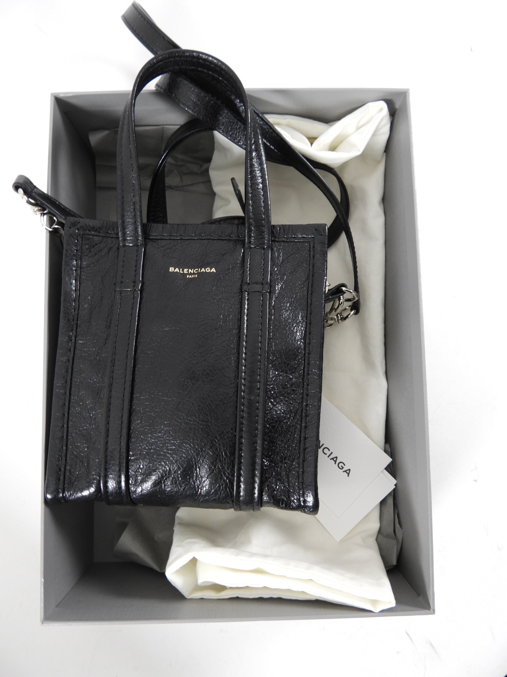 Balenciaga Black XXS Bazar Crossbody Tote Bag