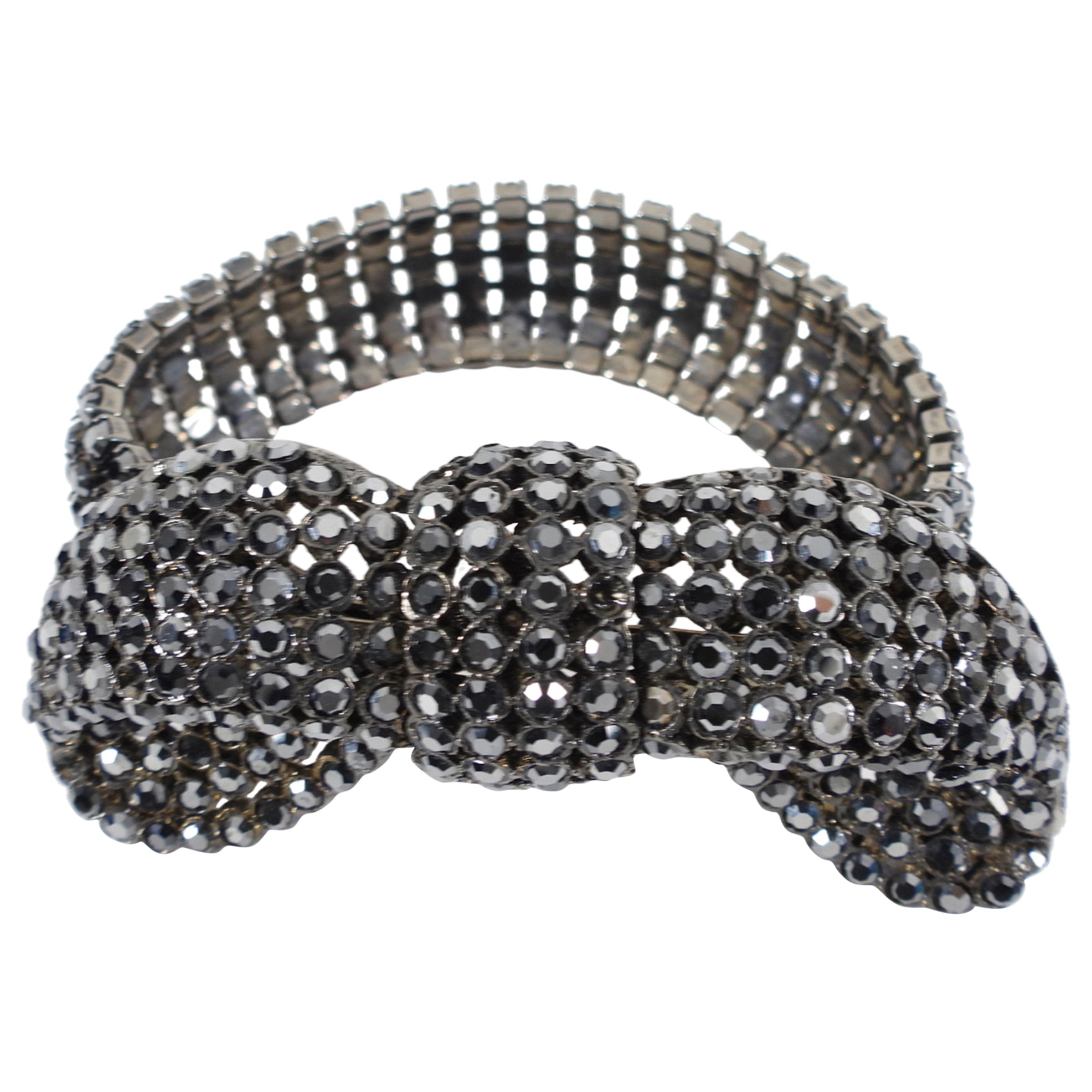 Balenciaga Editions Winter 1967 Rhinestone Bow Bracelet