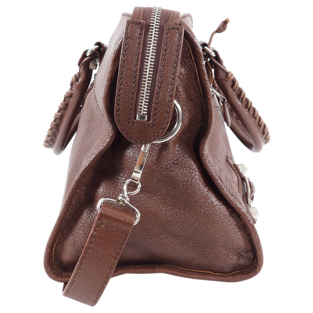 Balenciaga Chocolate Brown City Bag Silver Hardware