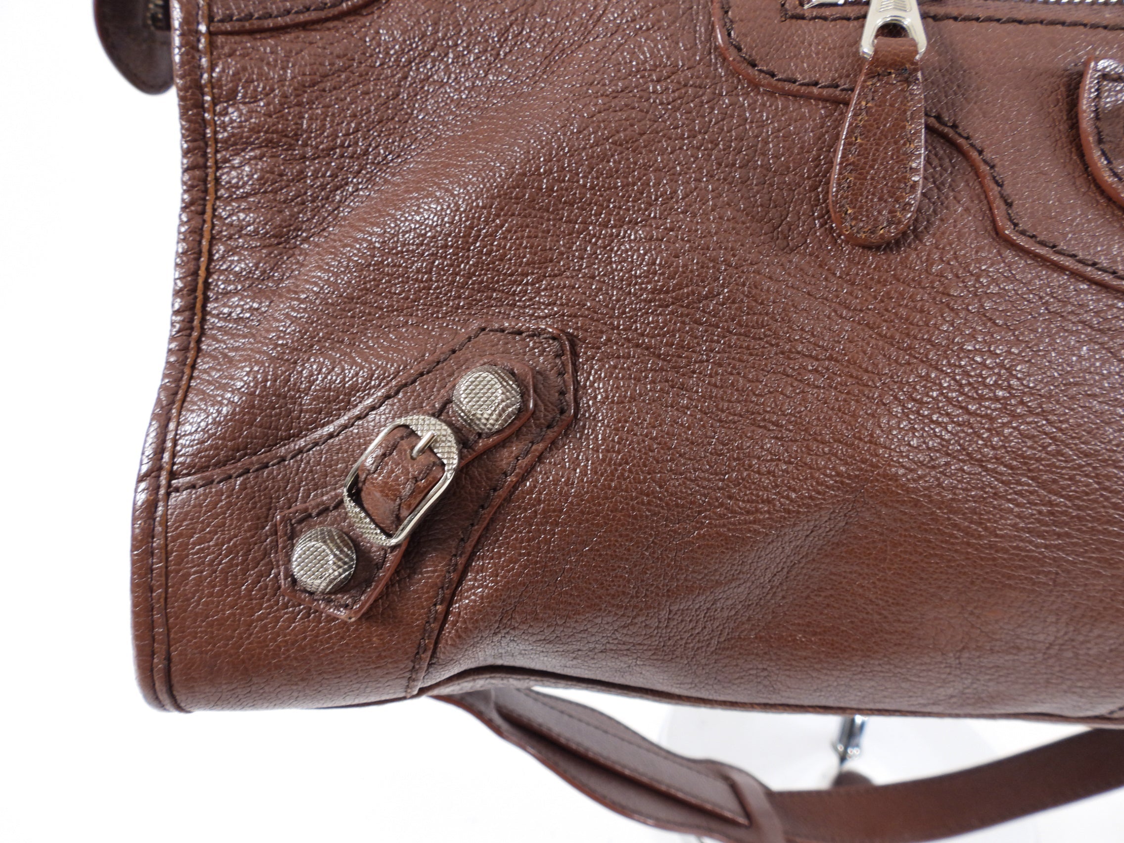 Balenciaga Chocolate Brown City Bag Silver Hardware