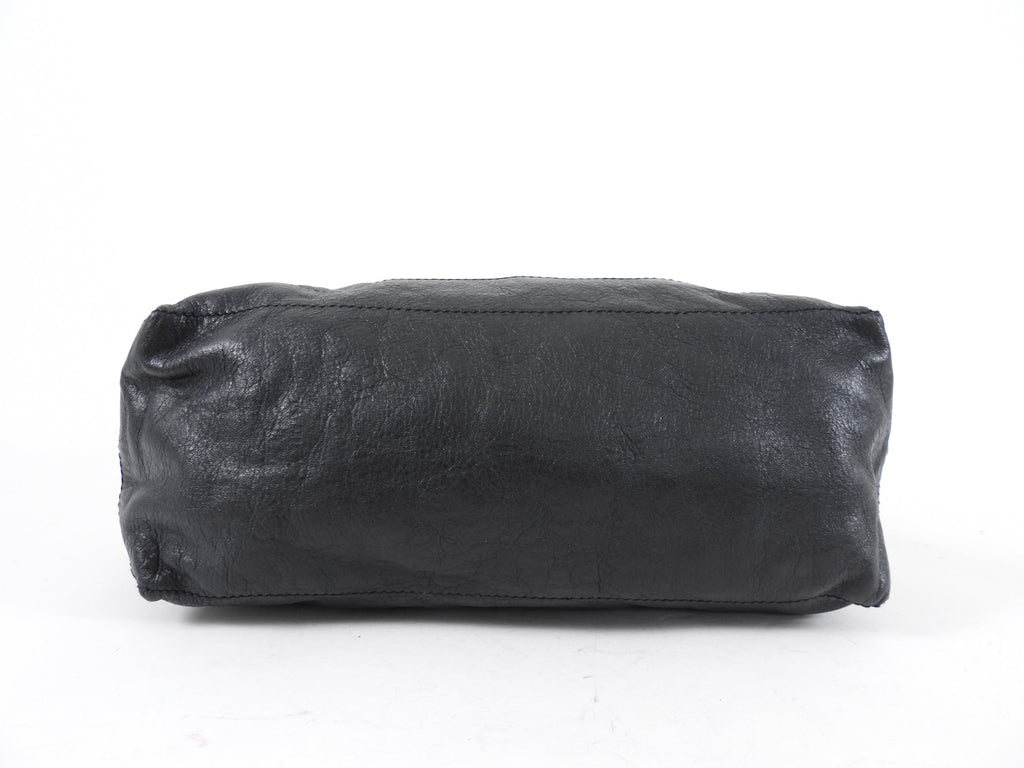 Balenciaga Black Leather Giant Day Shoulder Hobo Bag SHW