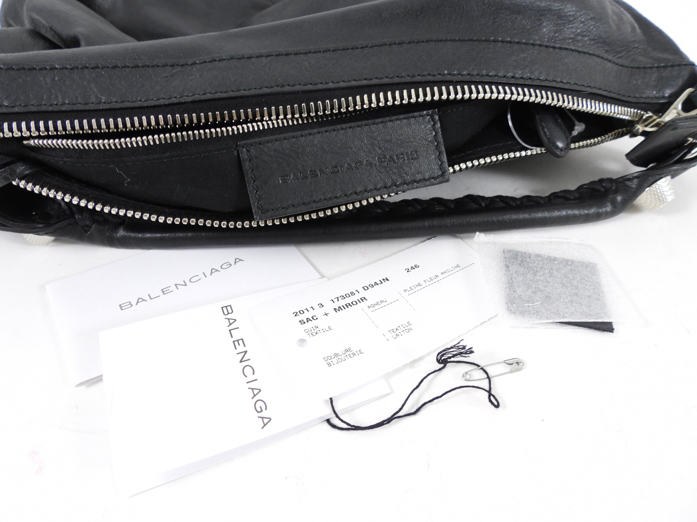 Balenciaga Black Leather Giant Day Shoulder Hobo Bag SHW