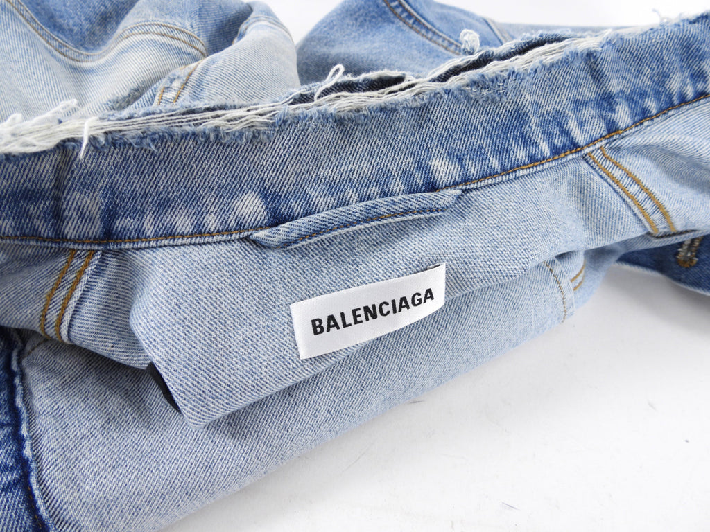 Balenciaga Oversized Distressed Blue Denim Jacket - S / M / L