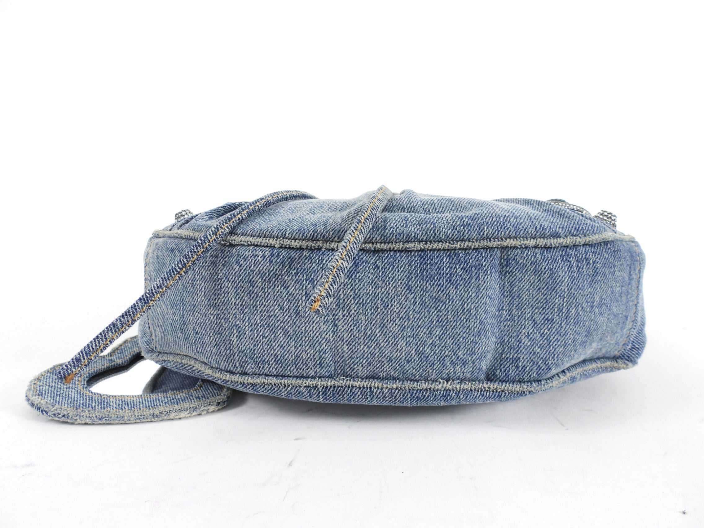 Balenciaga Blue Denim Le Cagole Crystal Strass XS Shoulder Bag