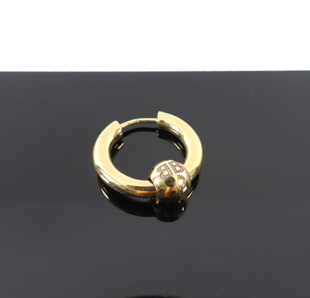Balenciaga Single Shiny Brass Hoop Piercing Earring