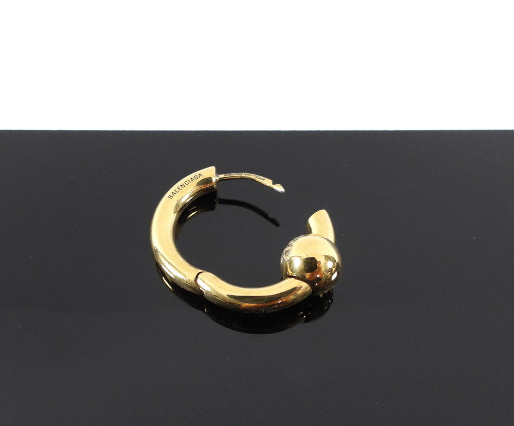 Balenciaga Single Shiny Brass Hoop Piercing Earring