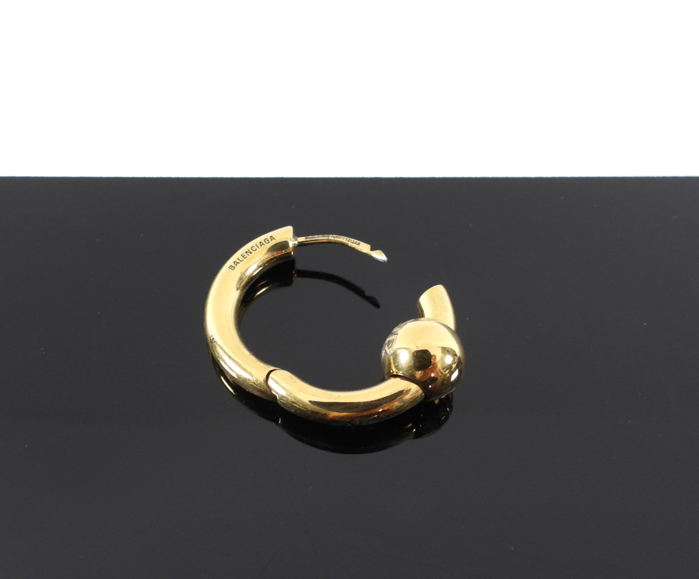 Balenciaga Single Shiny Brass Hoop Piercing Earring