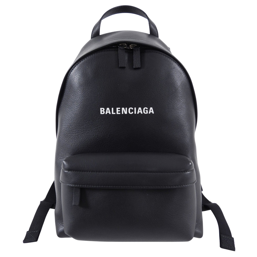 Balenciaga Everyday Black Logo Leather Small Backpack