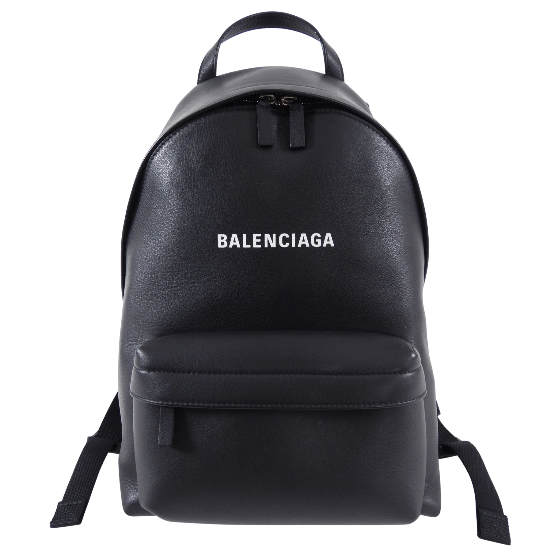 Balenciaga Everyday Black Logo Leather Small Backpack