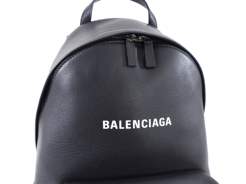 Balenciaga Everyday Black Logo Leather Small Backpack