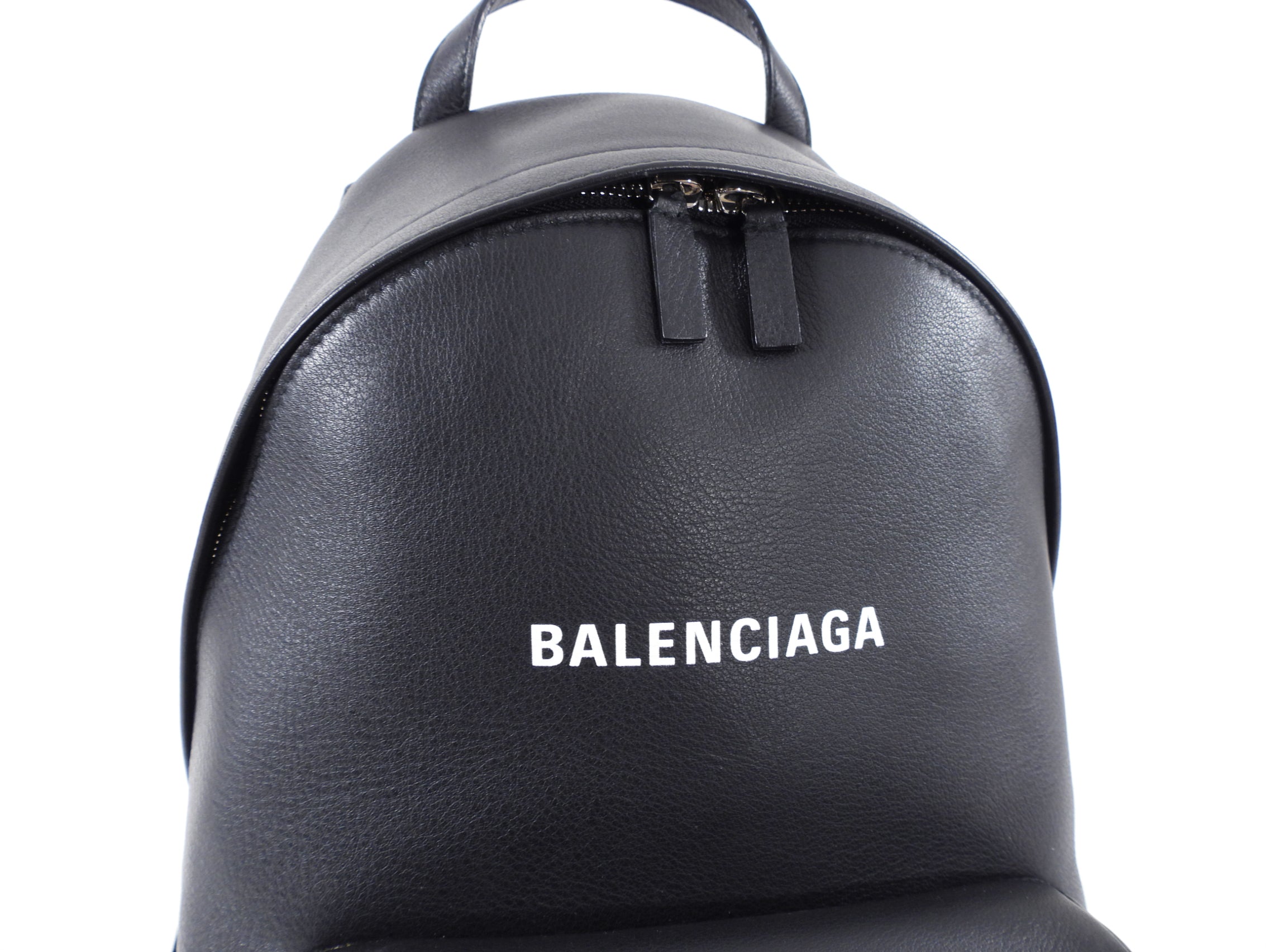 Balenciaga Everyday Black Logo Leather Small Backpack