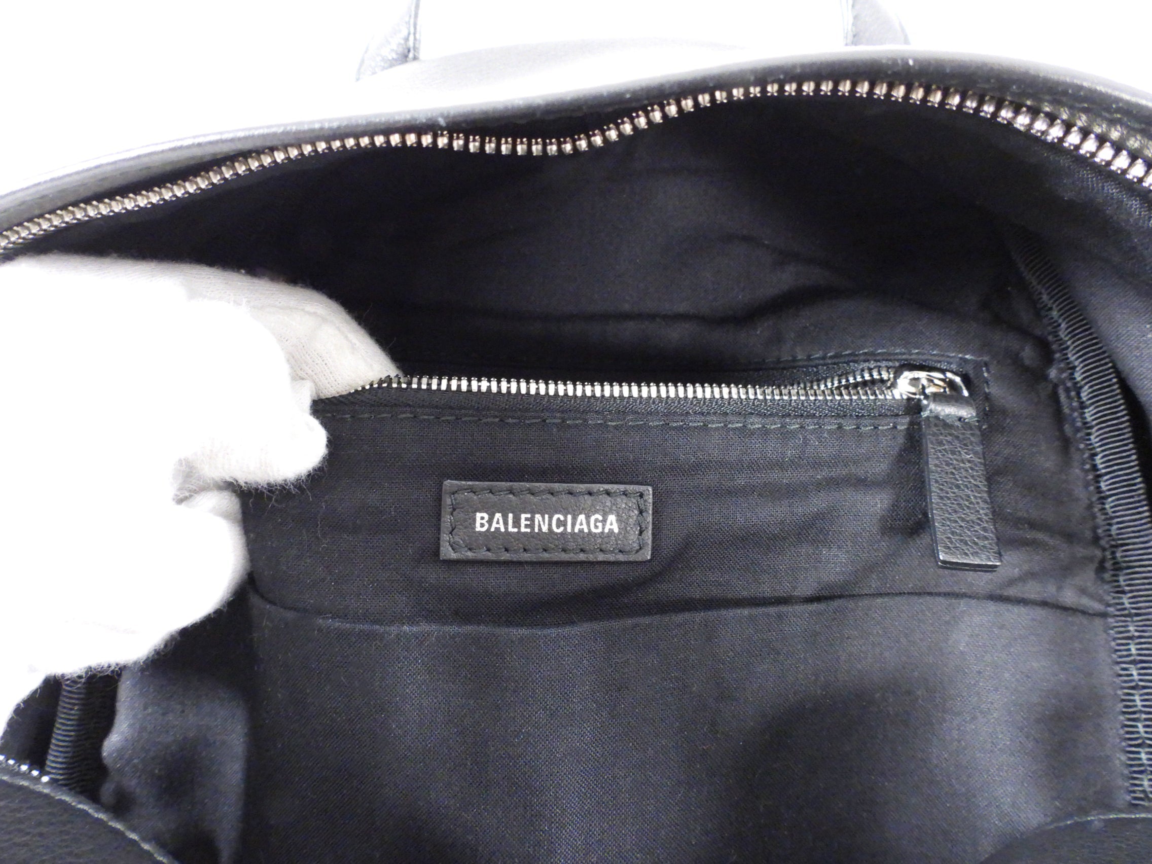 Balenciaga Everyday Black Logo Leather Small Backpack