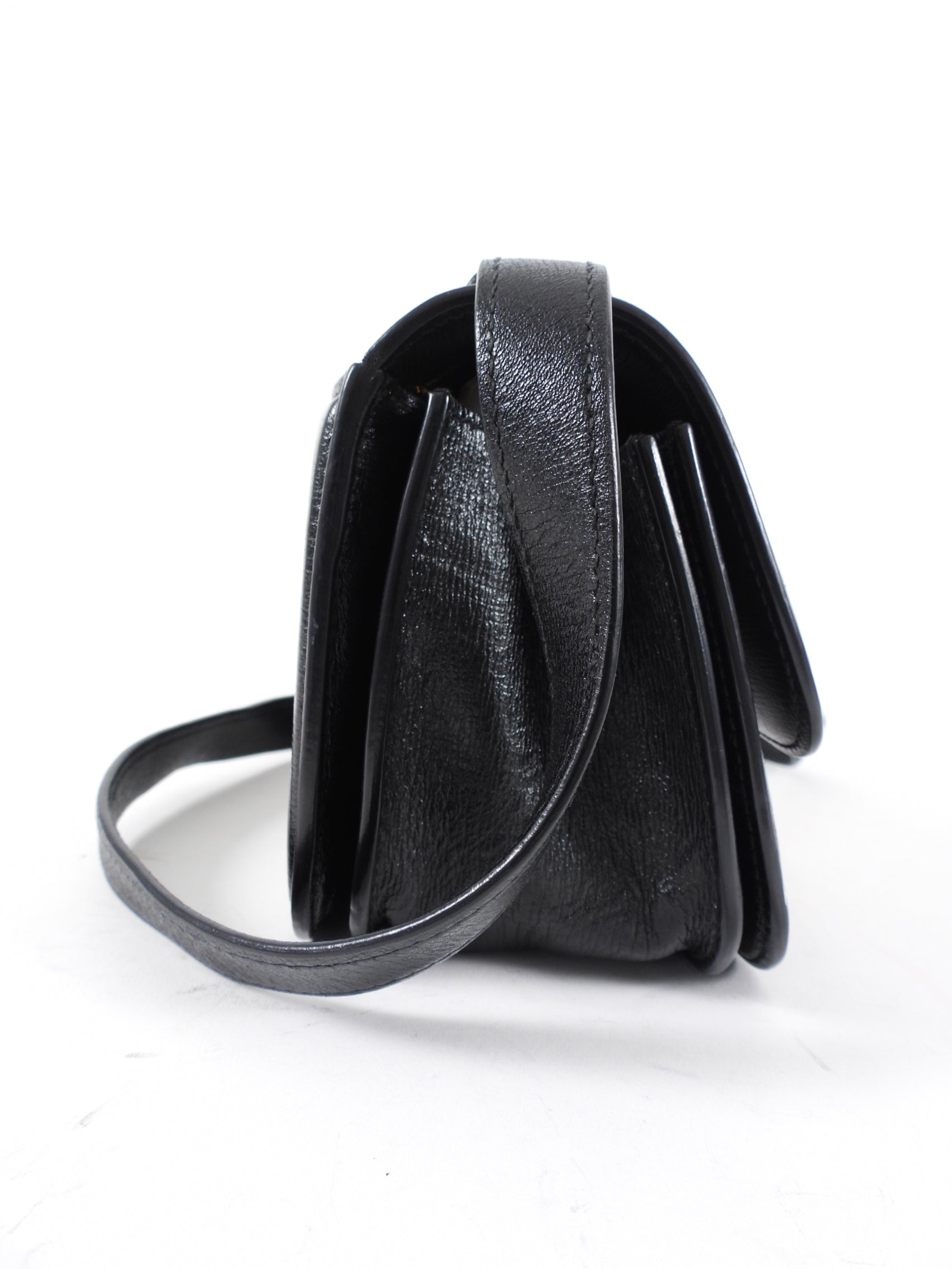 Balenciaga Black Leather Gossip BB Logo Shoulder Bag