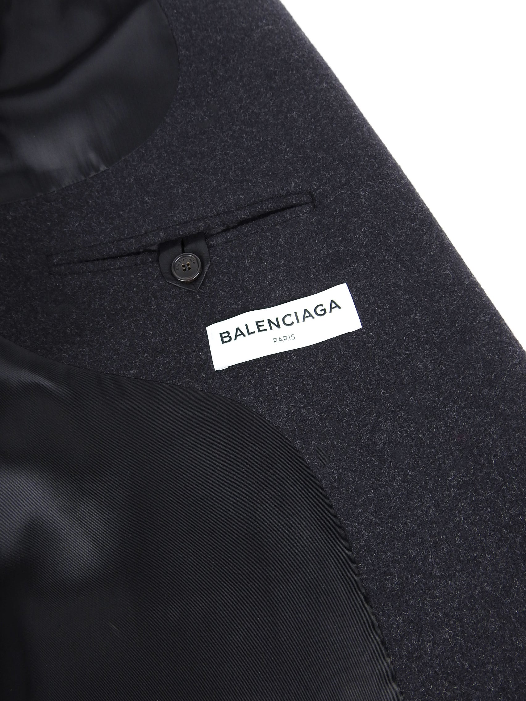 Balenciaga Fall 2017 Charcoal Grey Wool Long Asymmetrical Coat - FR38 / 6