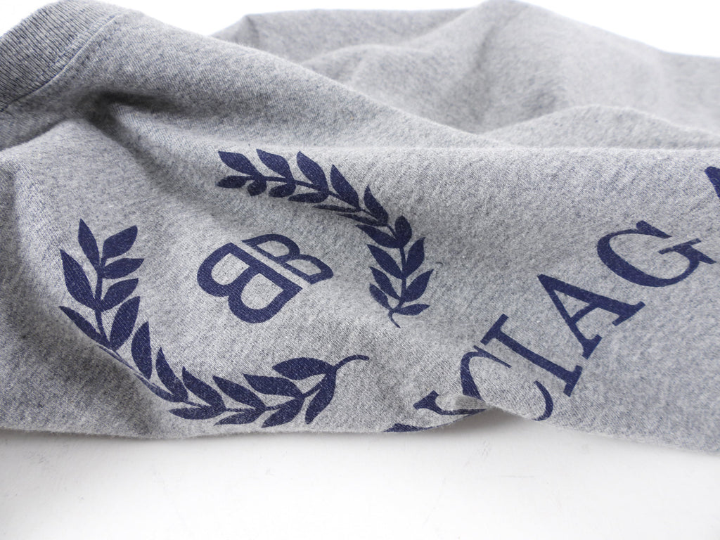 Balenciaga Grey Tee with Navy College Logo - S / M / L