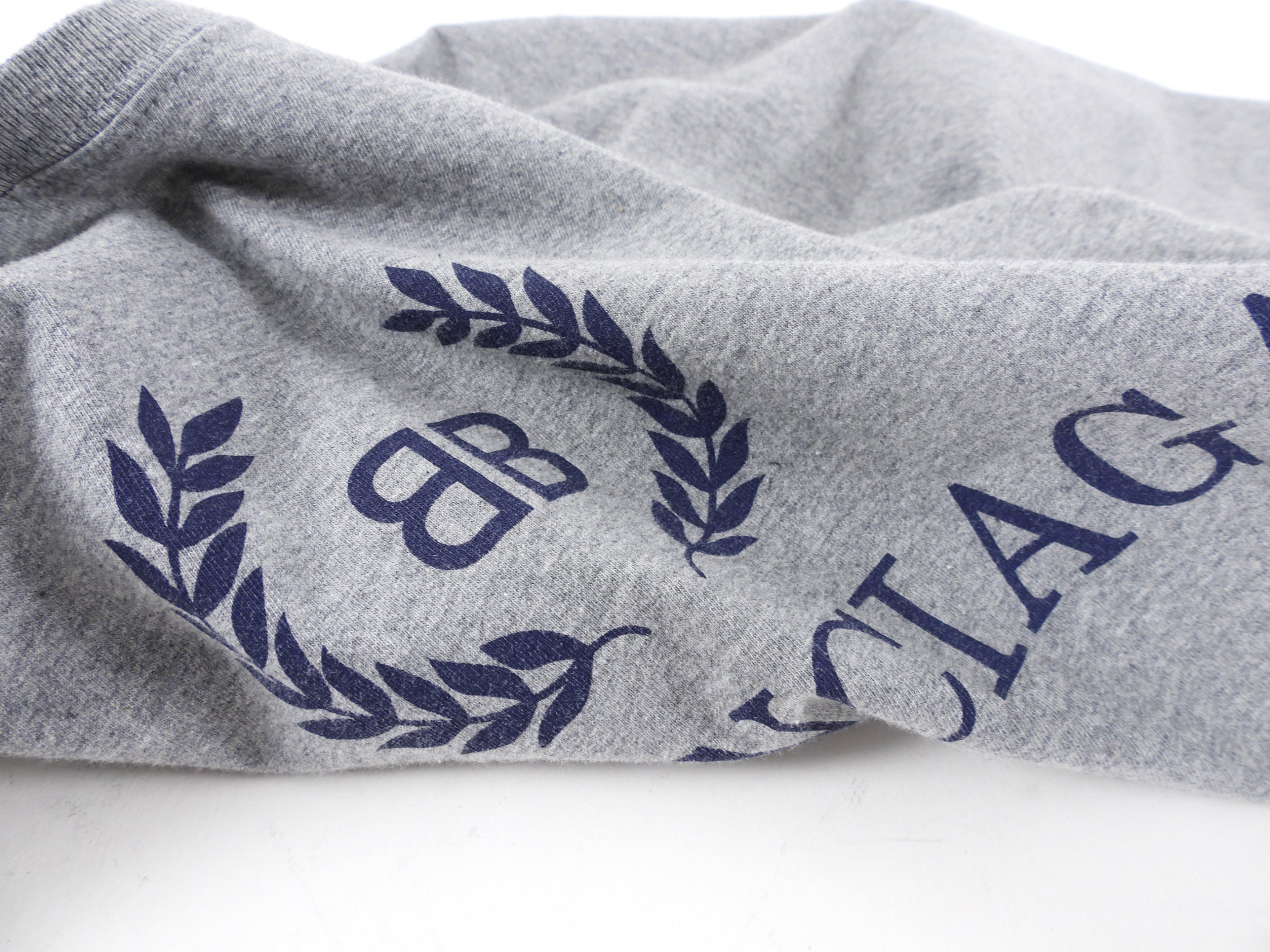 Balenciaga Grey Tee with Navy College Logo - S / M / L