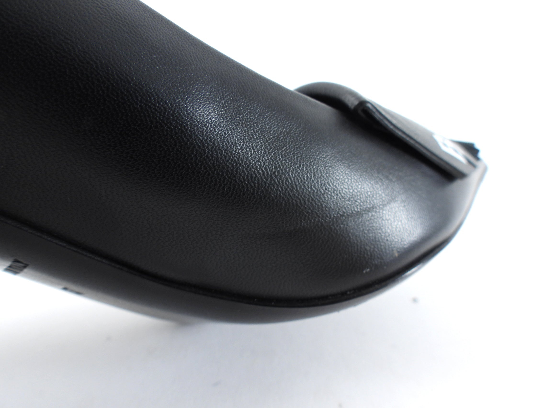 Balenciaga Black Leather Fringe Logo Knife Pump - 37